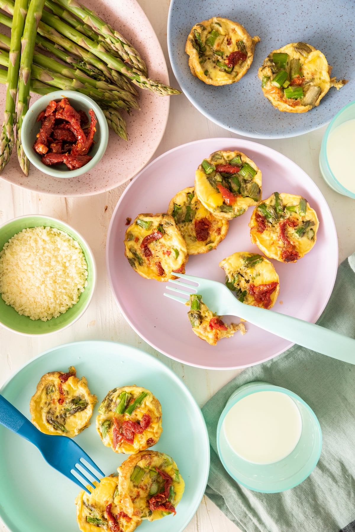 Baby Frittatas on serving plates.