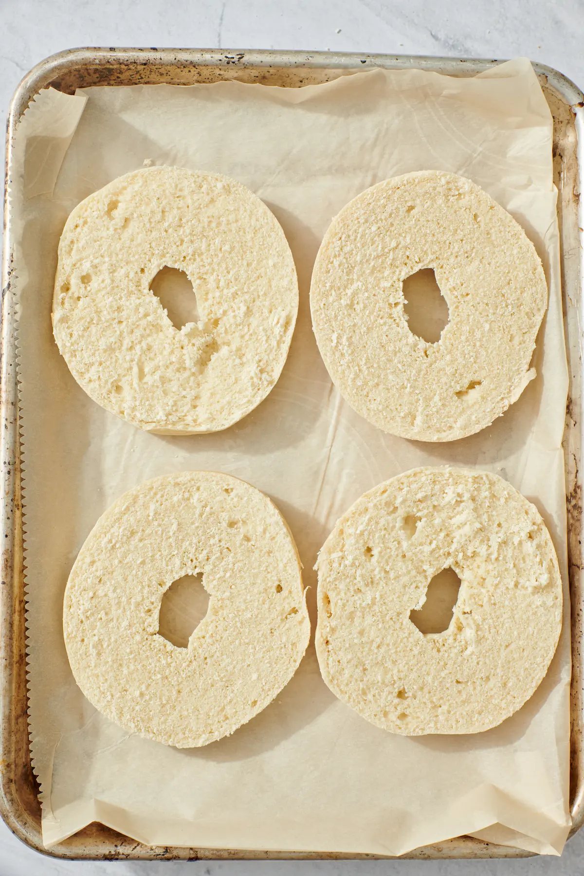 bagels on baking tray