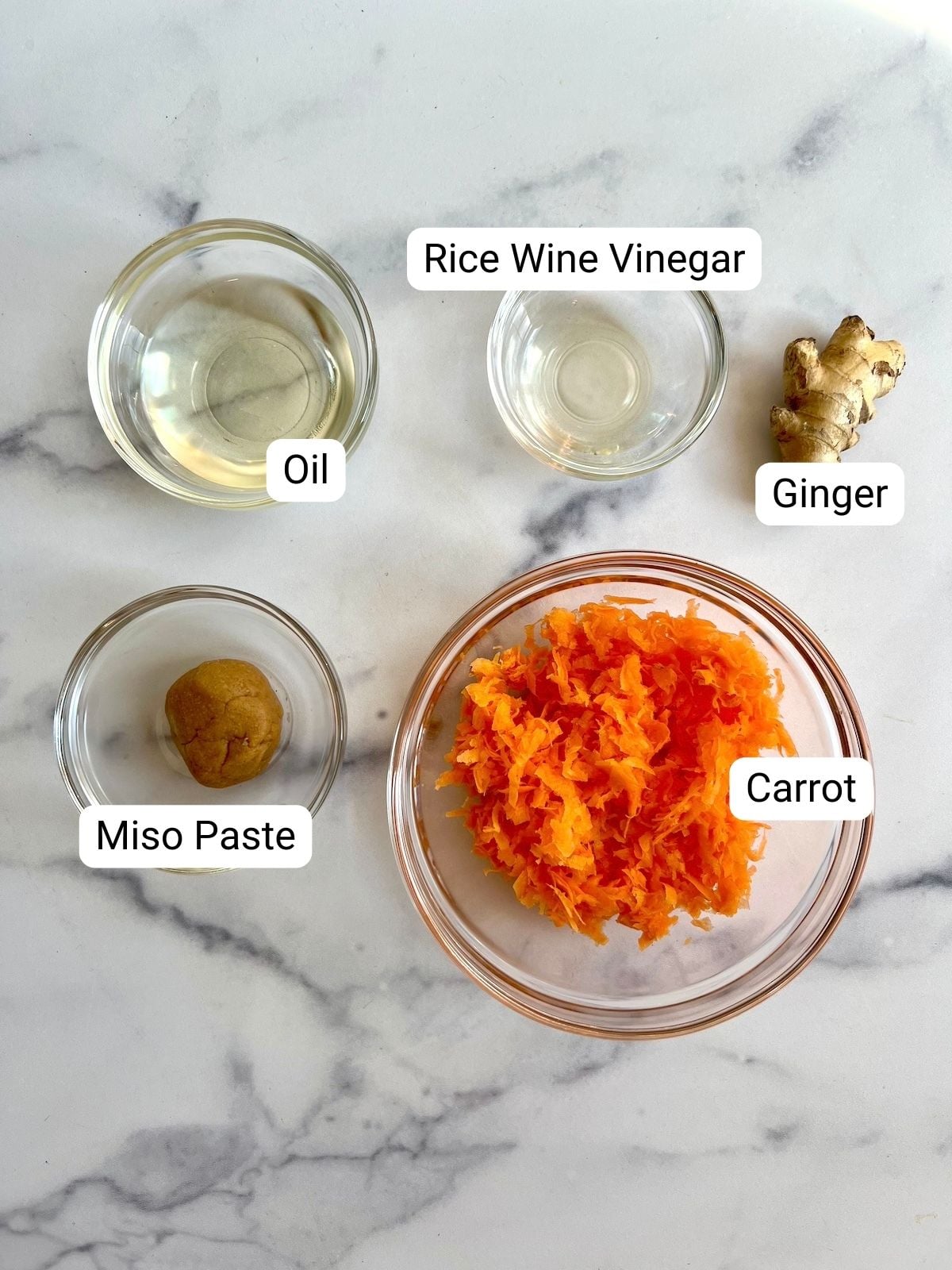 Carrot miso dressing ingredients.