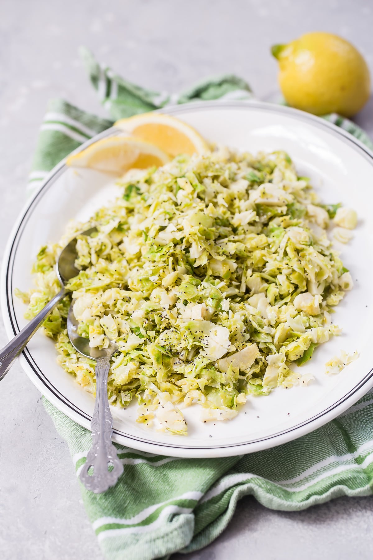 Shredded Brussels Sprouts with Lemon and Poppy Seeds from Weelicious.com