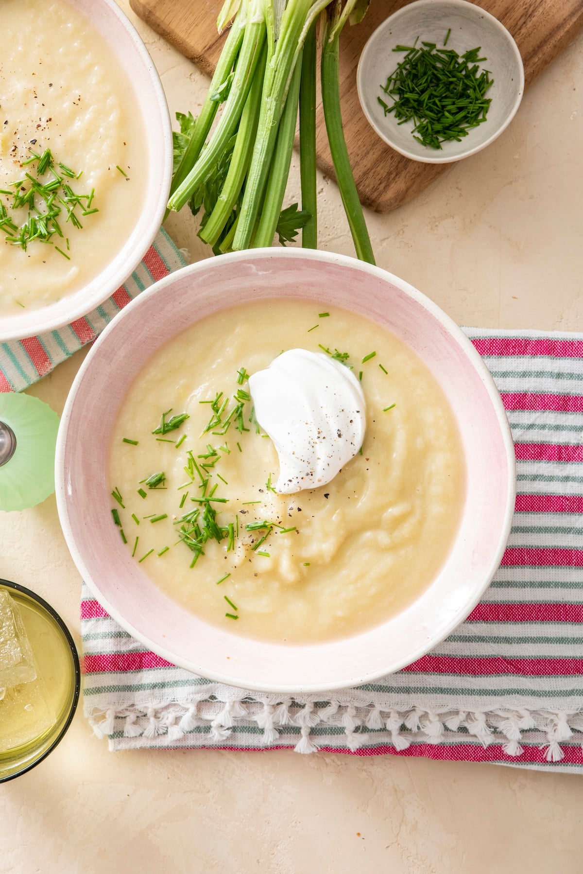 A bowl of celery root soup.
