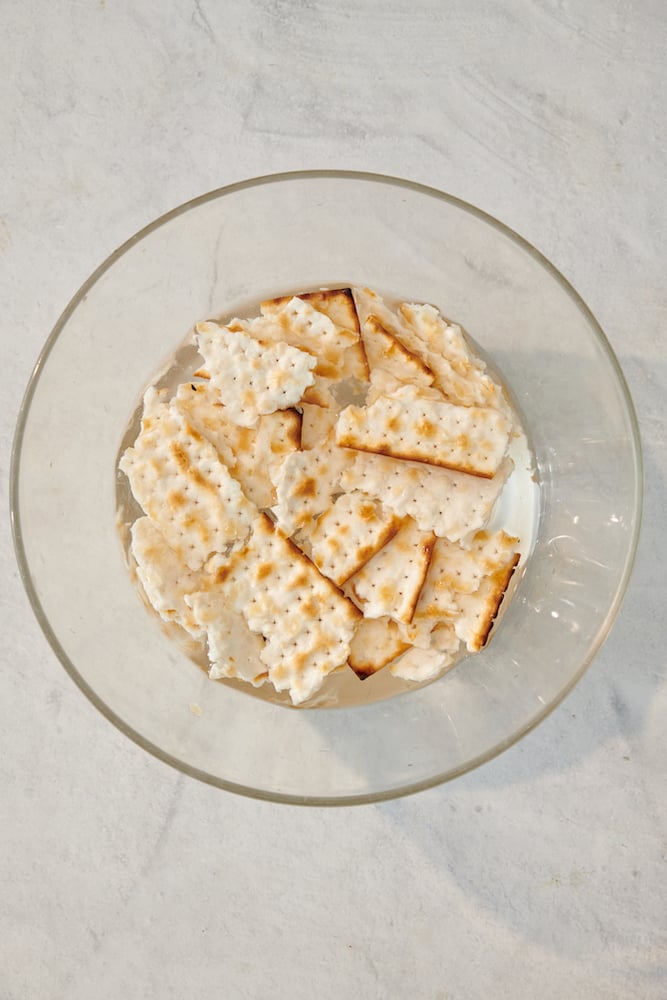 Matzah soaking in water.