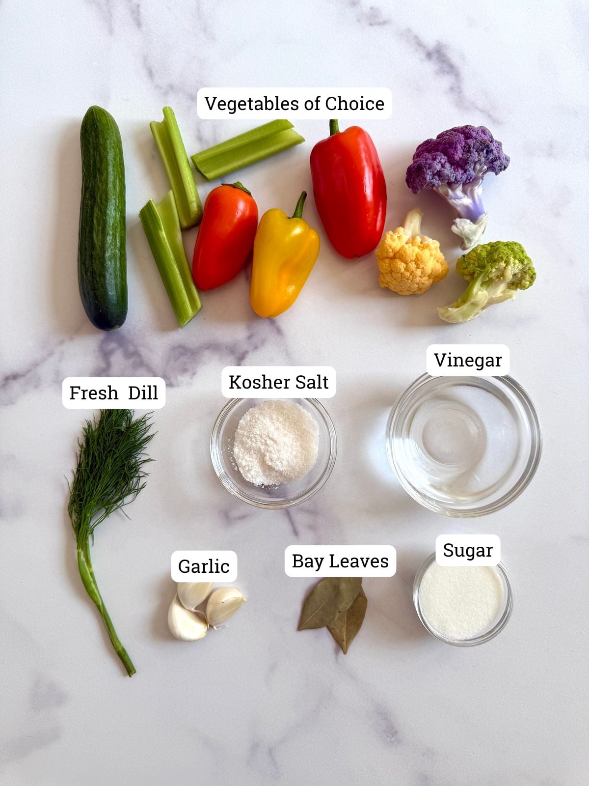 Ingredients to make homemade pickles.