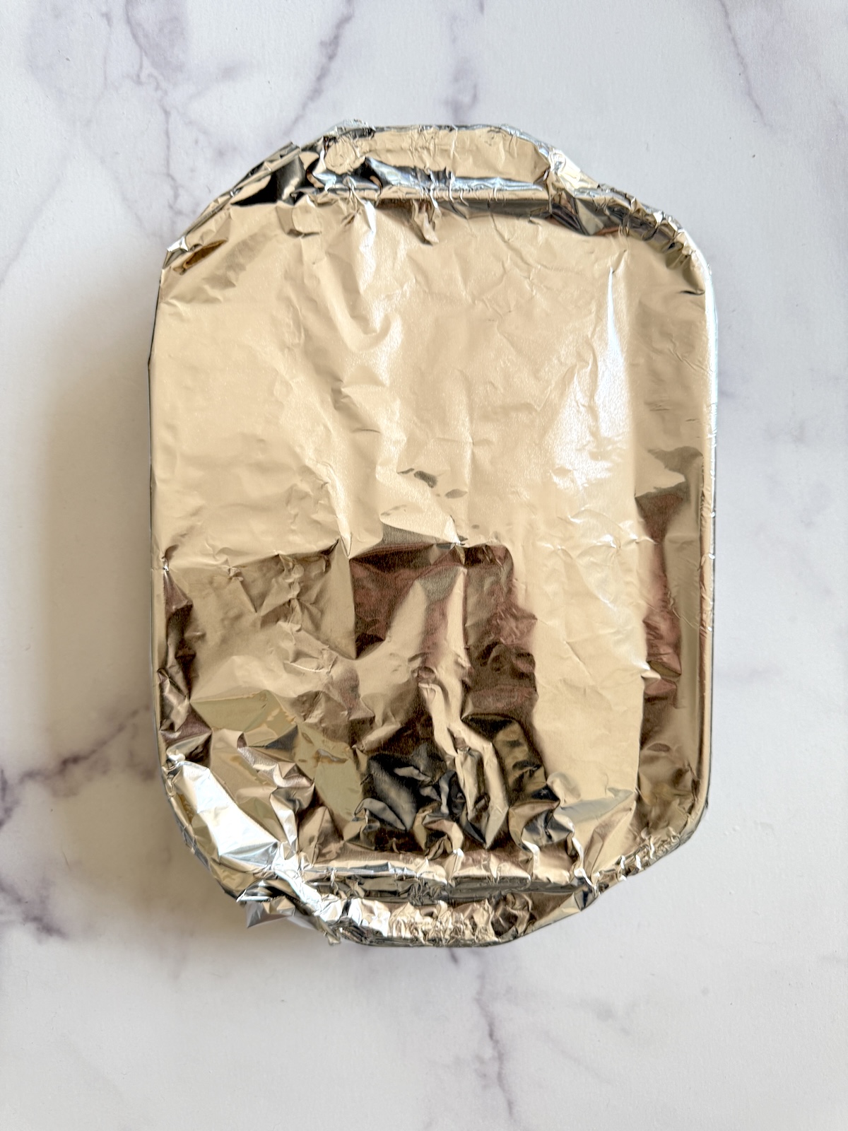Baking dish covered with foil.