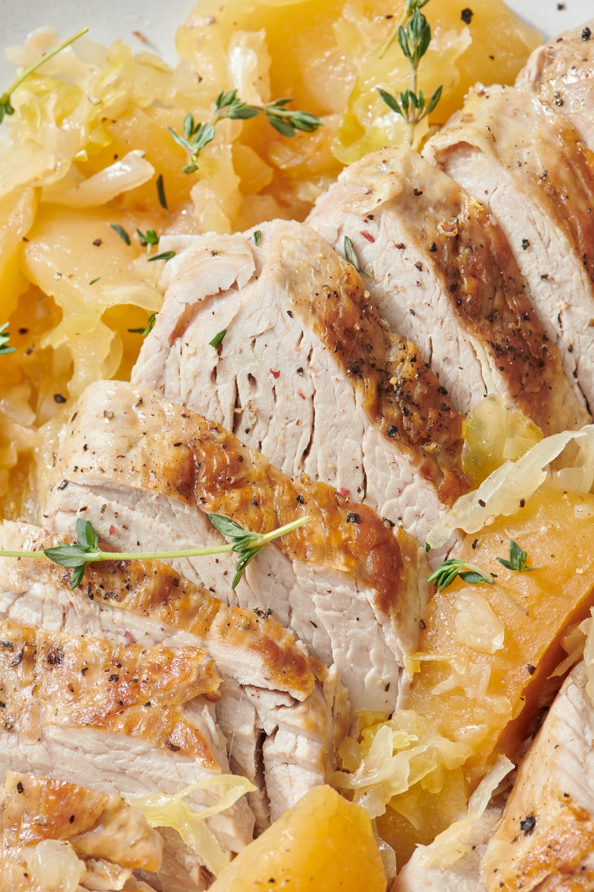 Slow Cooker Pork Tenderloin with Apples and Sauerkraut