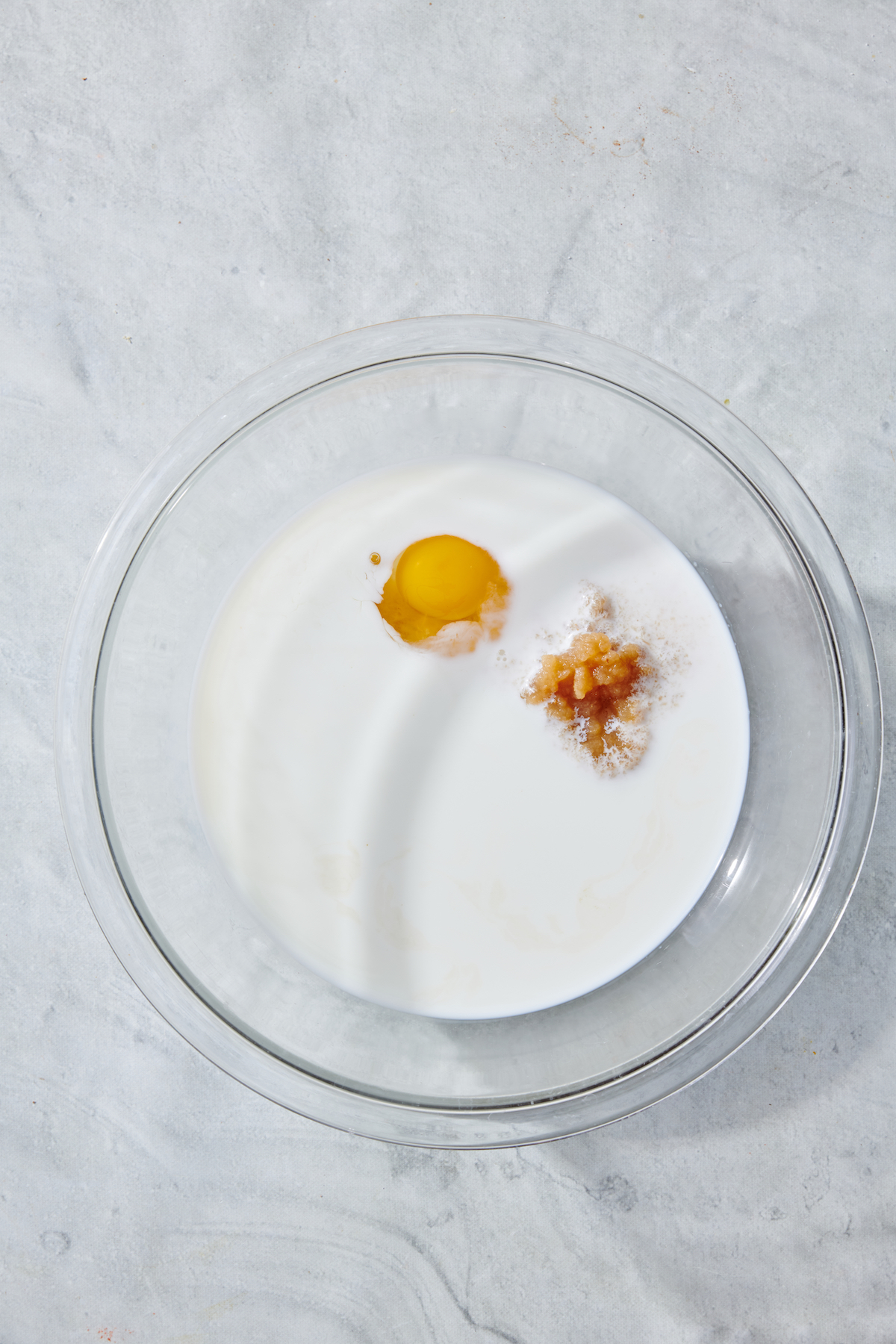 Wet ingredients before mixing.