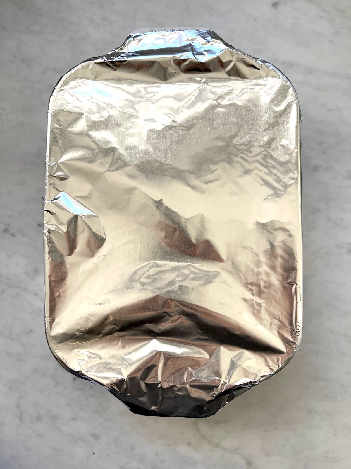 Foil covered baking dish