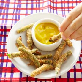 Fried Green Beans with honey mustard dip.