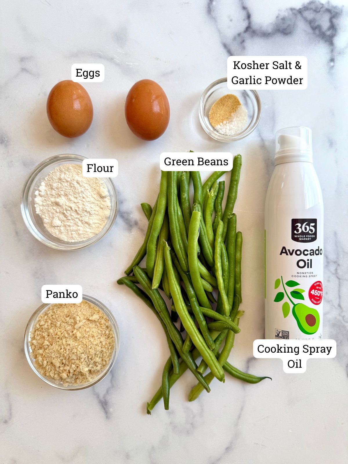 Ingredients for fried green beans.