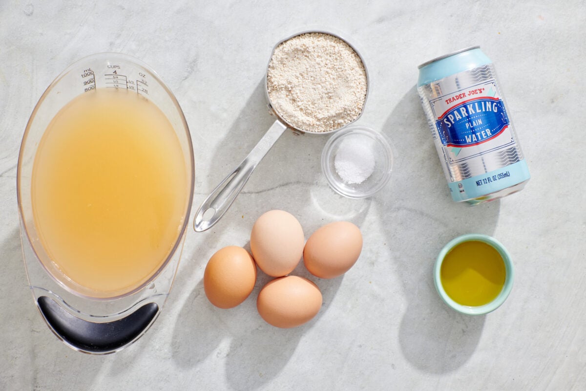 The ingredients for mini matzah ball soup.