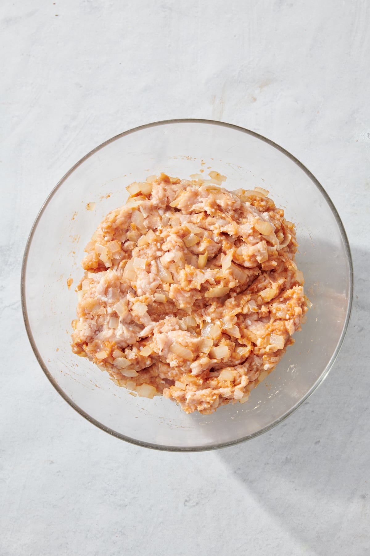 BBQ chicken burger mixture in bowl