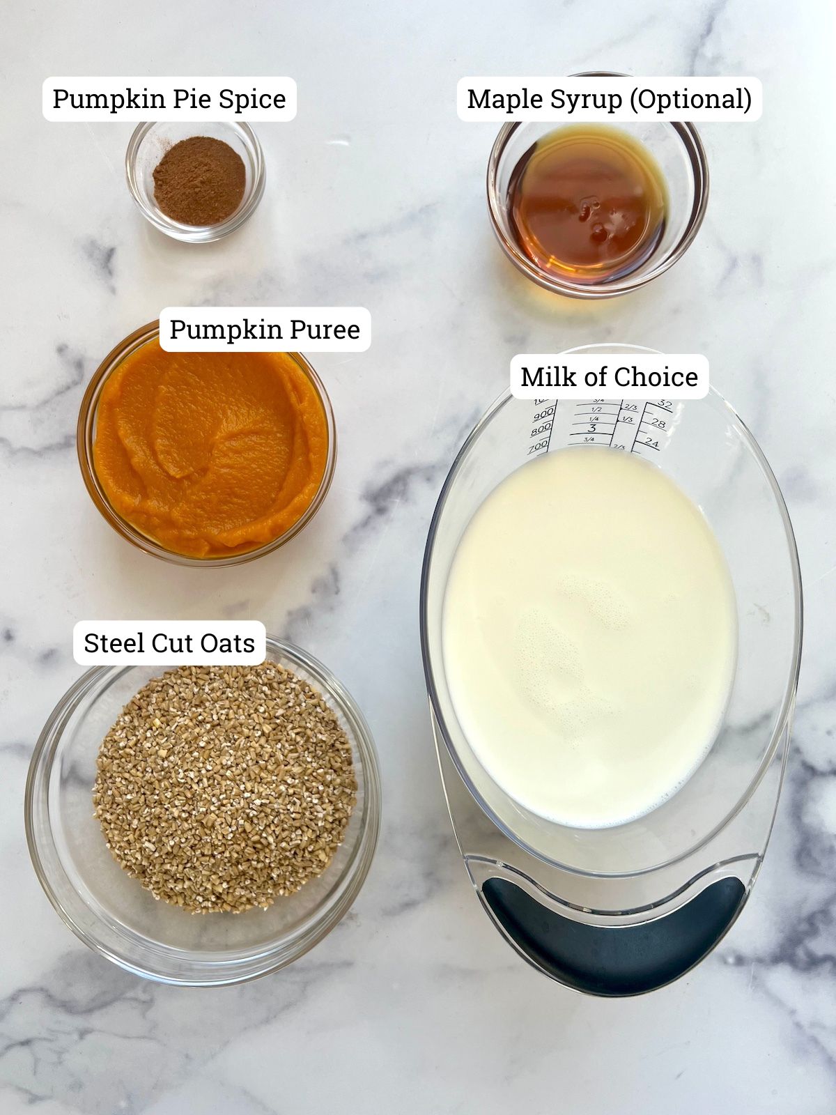 Slow Cooker Pumpkin Spice Oatmeal ingredients.