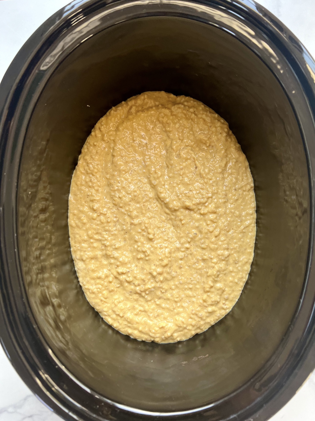 Pumpkin spice oatmeal in a slow cooker.