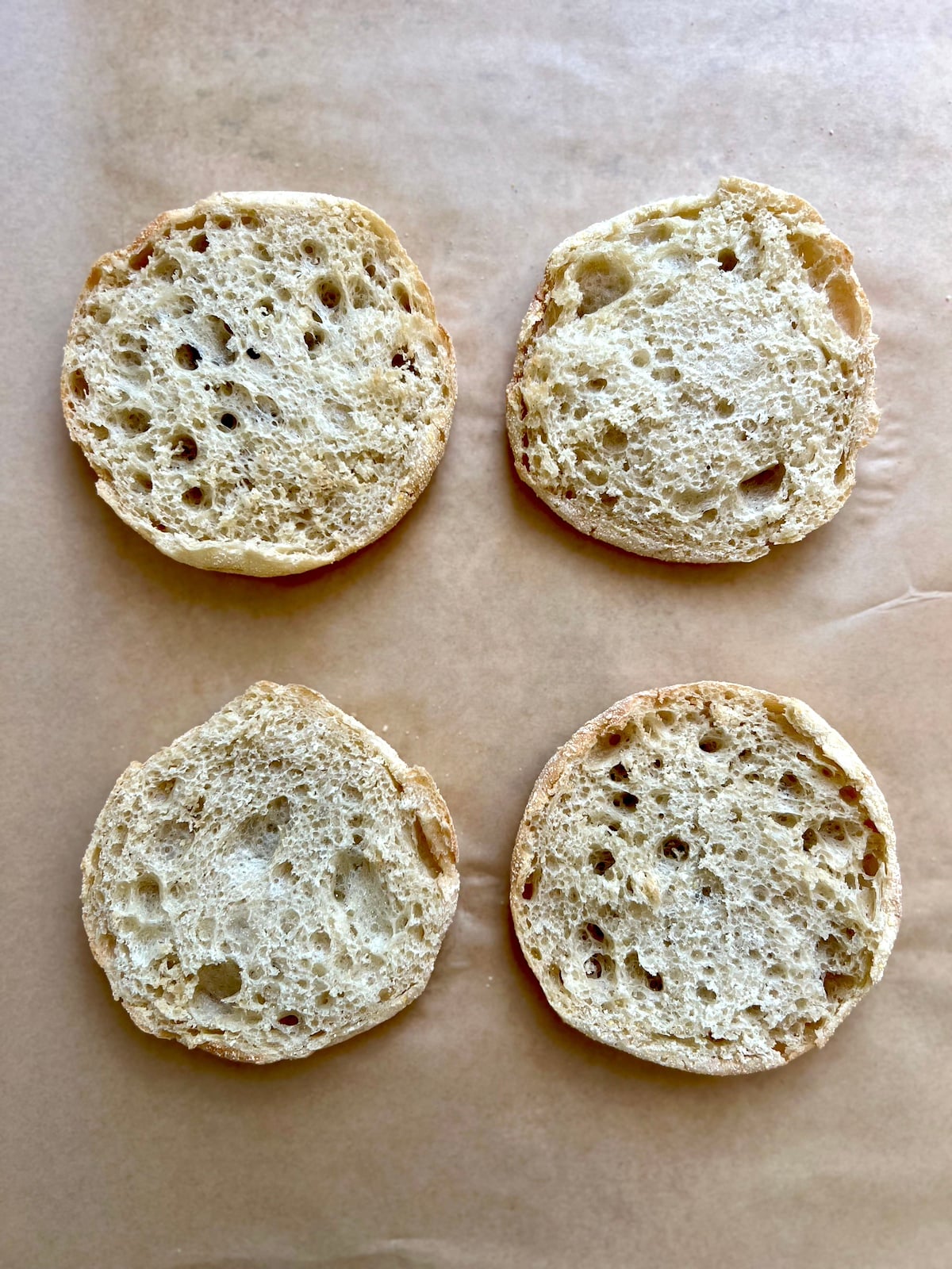 Toasted english muffins.