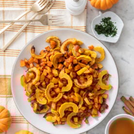 Cinnamon roast butternut squash on a serving platter.