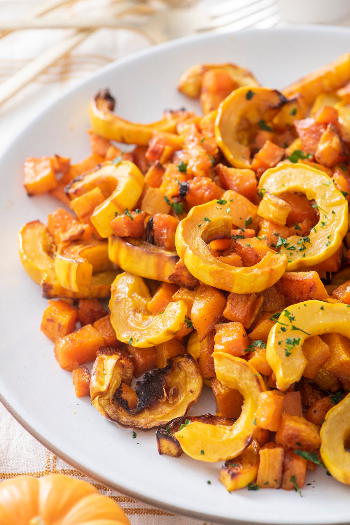 Cinnamon Roast Butternut Squash on a plate.