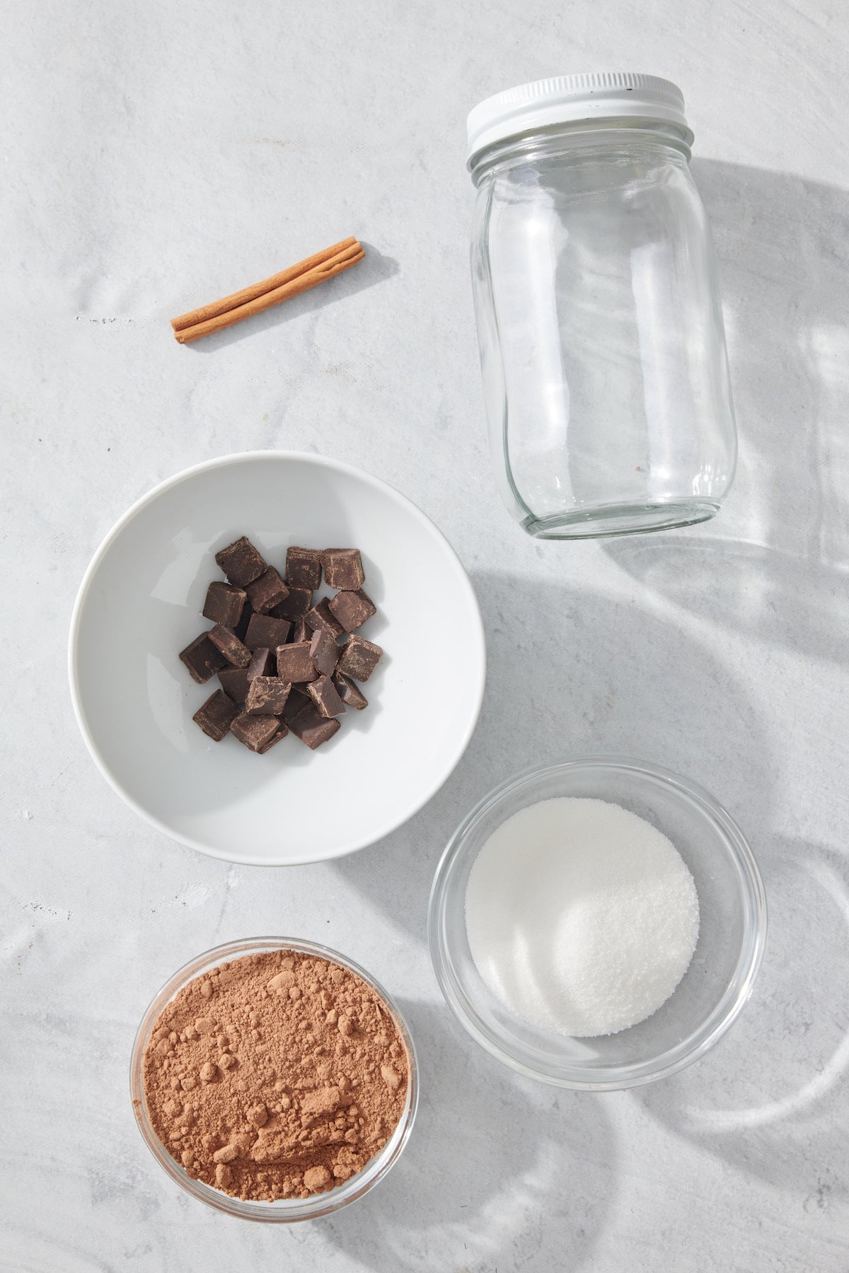 Ingredients for Hot Cocoa in a Jar.