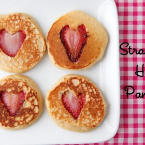 Valentine Strawberry Heart Pancakes from Weelicious