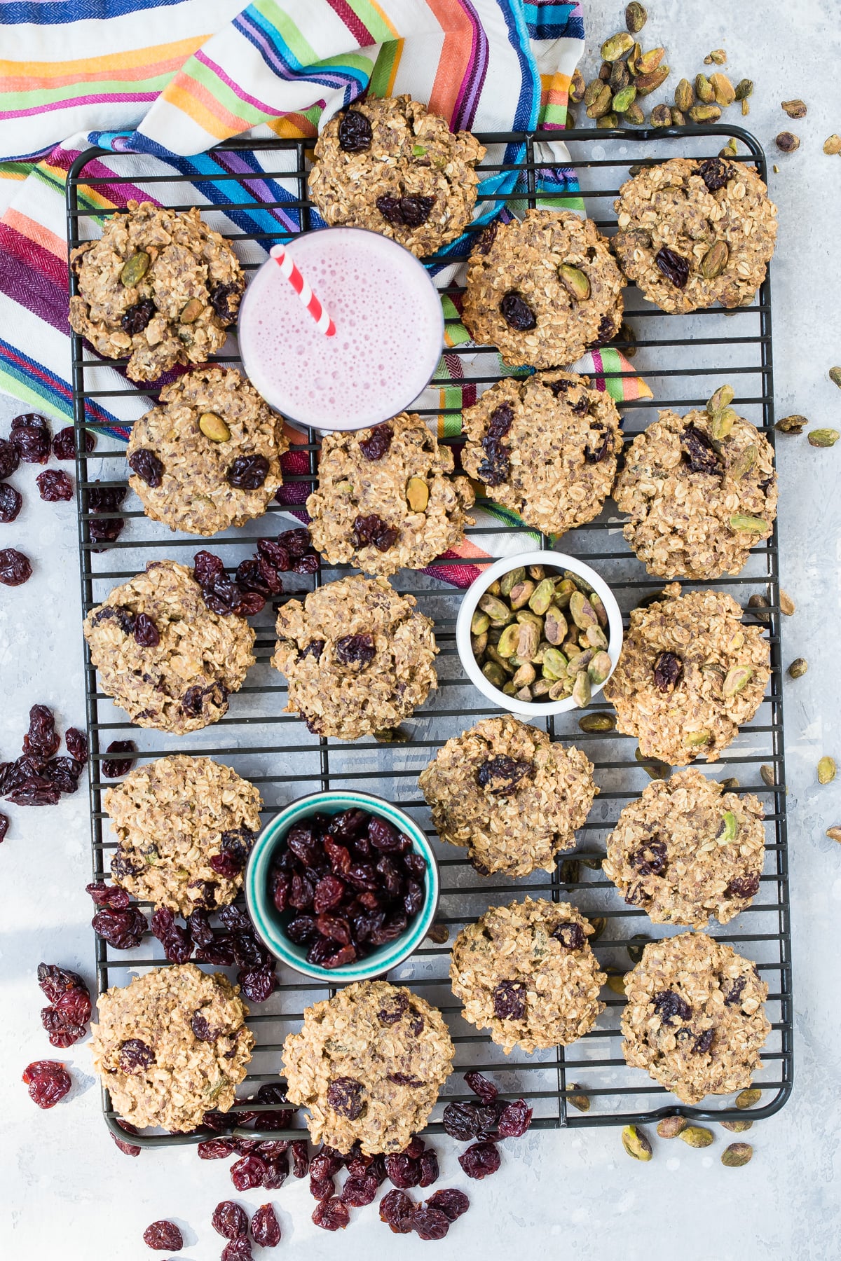 Breakfast cookies on a cooling rack.