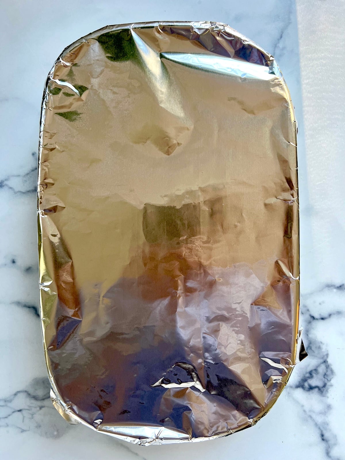Foil covered baking dish.