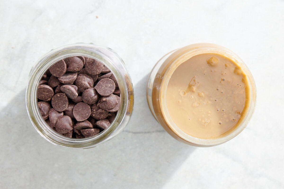 The ingredients: chocolate chips and sunbutter.