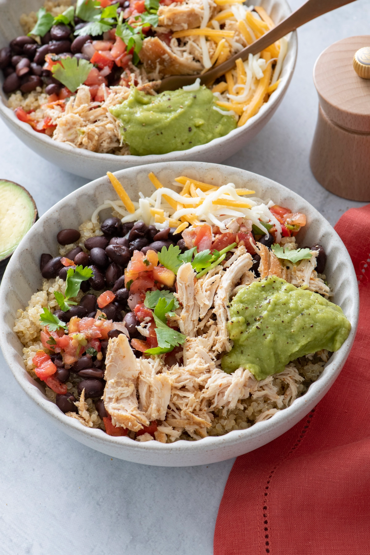 Slow cooker chicken burrito bowls.