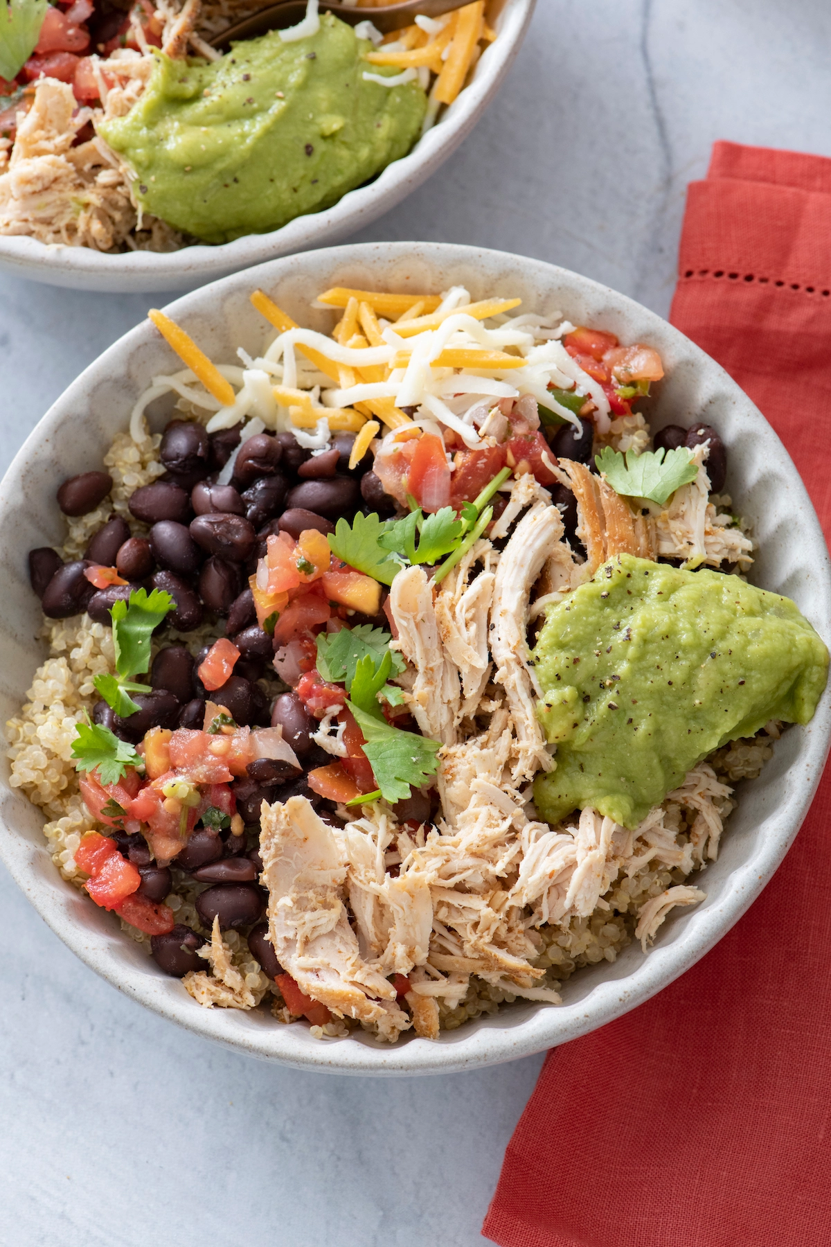 Slow cooker chicken burrito bowl.