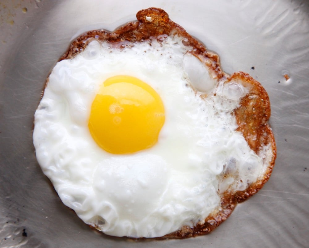 Crispy Fried Egg in a pan.