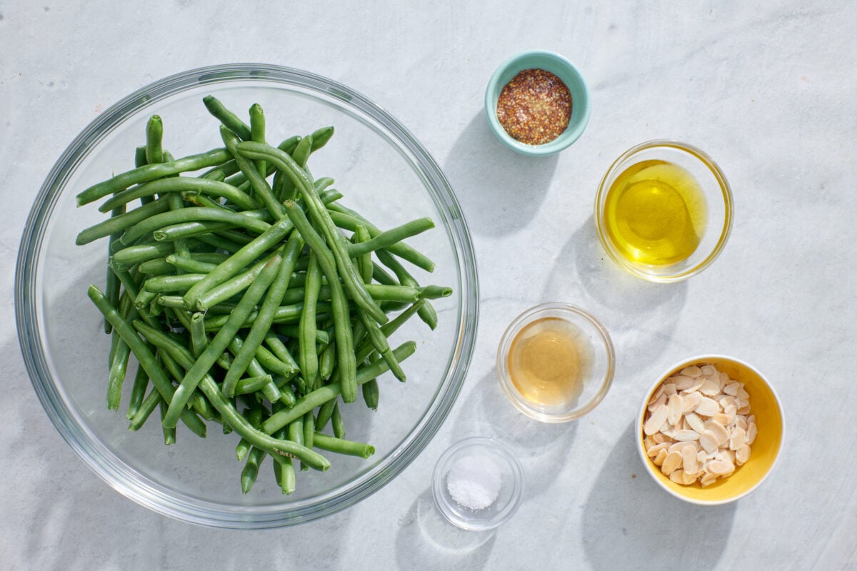 Ingredients for Green Bean Salad with Mustard Vinaigrette.