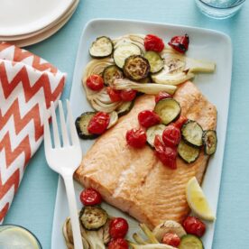 Salmon Sheet Pan Dinner recipe from weelicious.com