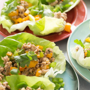 Stir-fried ground chicken lettuce wraps.