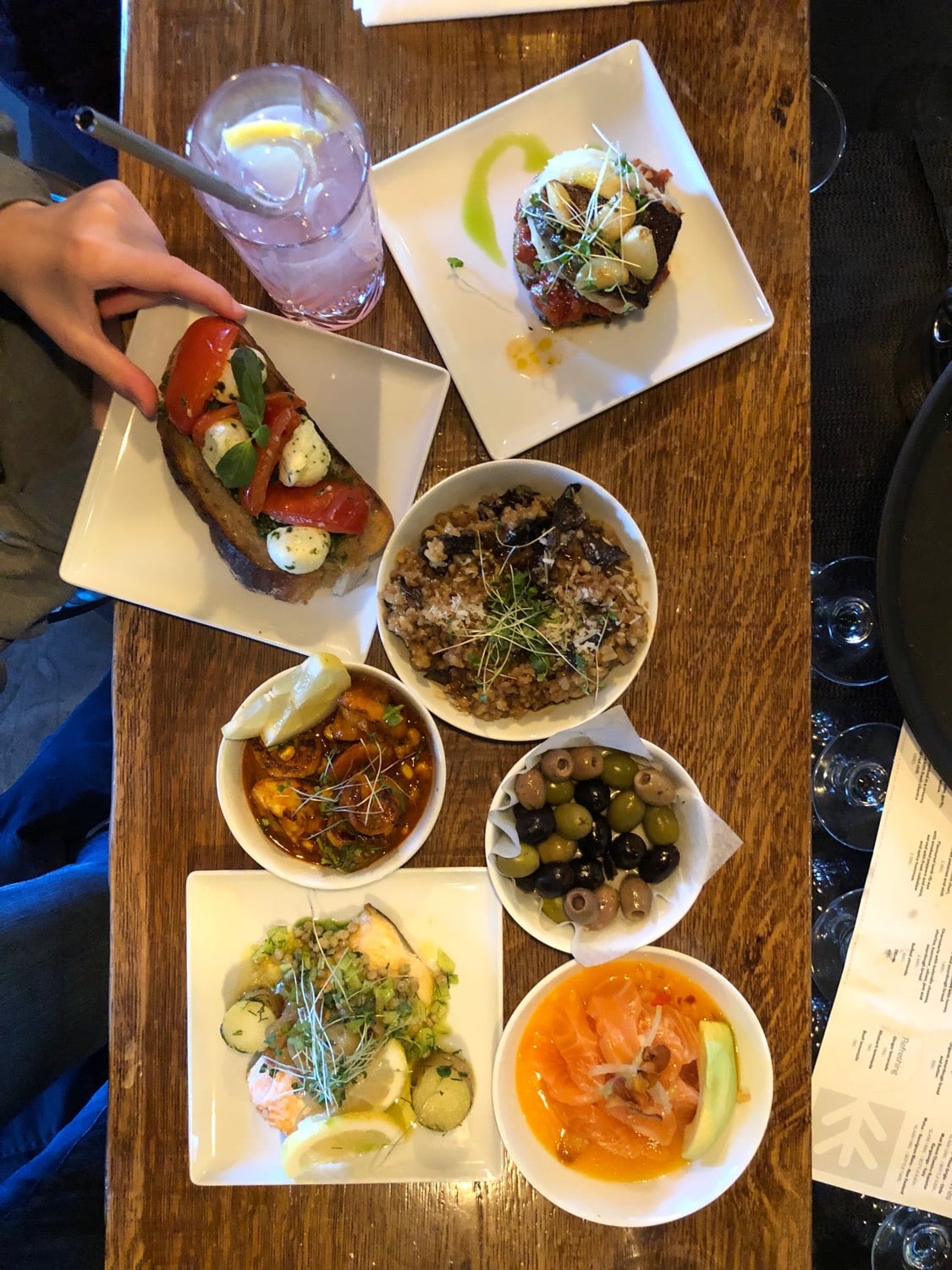 Medley of different foods on a table.