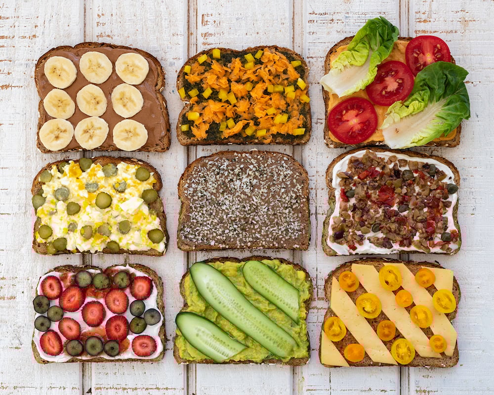 Vegetarian Sandwiches on white background.