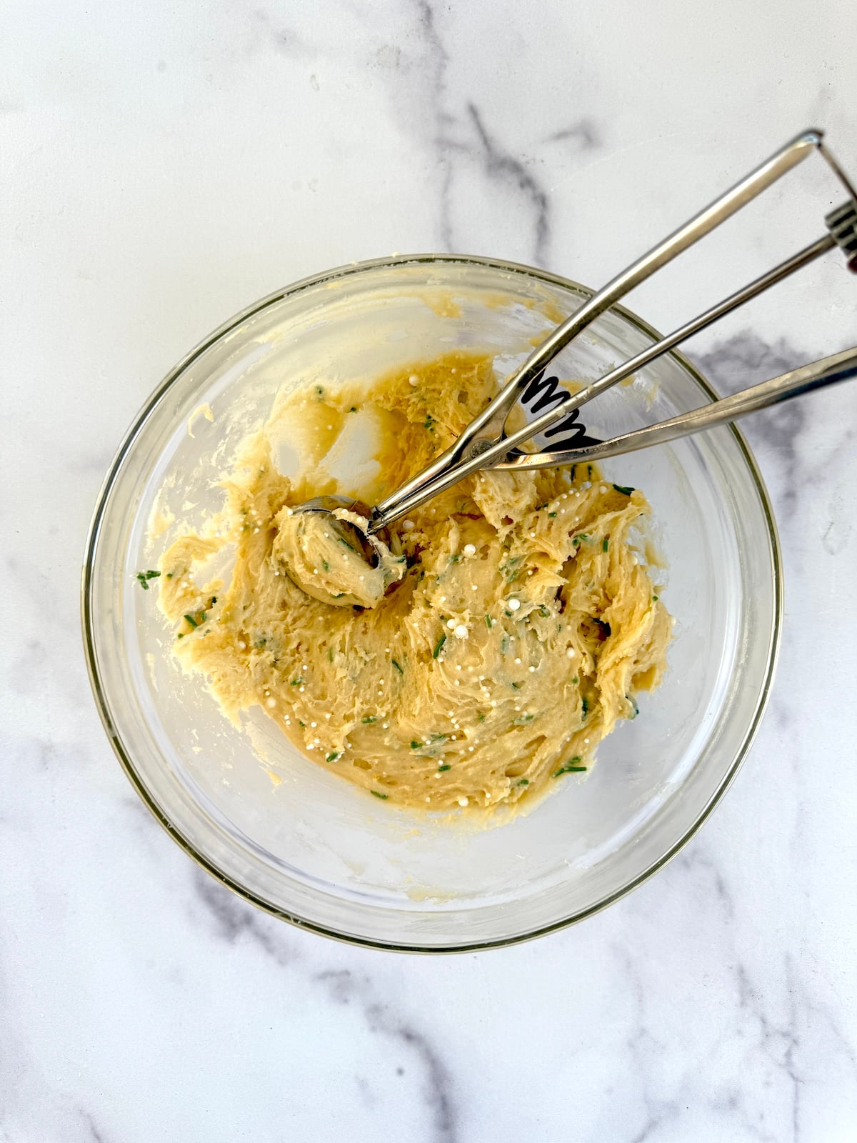Cake mix sprinkle cookie dough in a bowl.