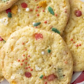 Cake Mix Sprinkle Cookies on a plate.
