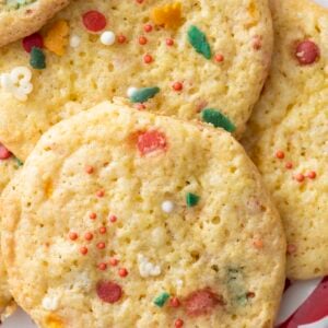 Cake Mix Sprinkle Cookies on a plate.