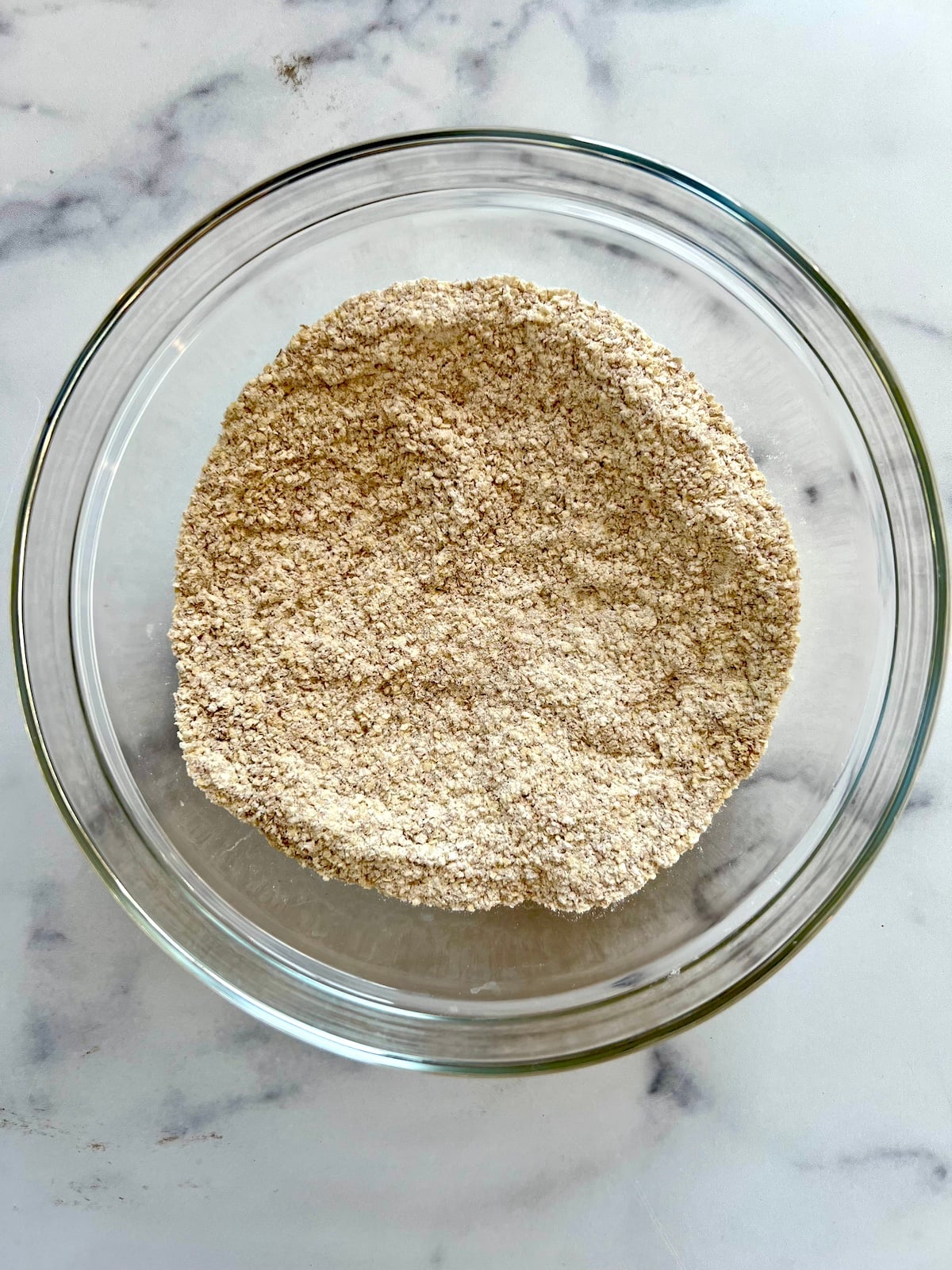 Banana Wheat Germ Muffins dry ingredients combined in mixing bowl.