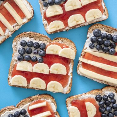 American flag toast on a blue background.