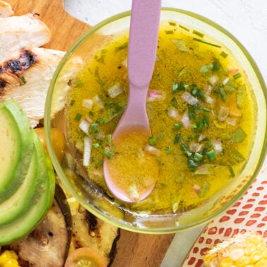Citrus herb vinaigrette in a bowl.