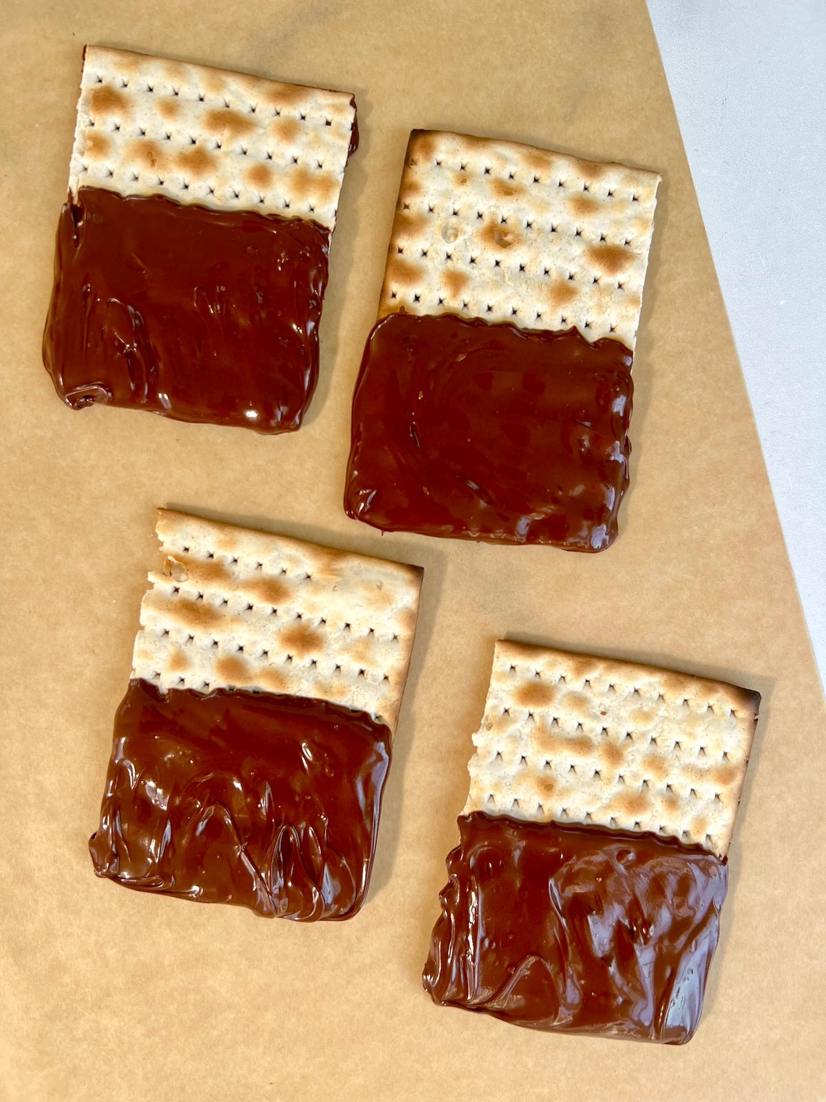 Matzah crackers dipped in chocolate.
