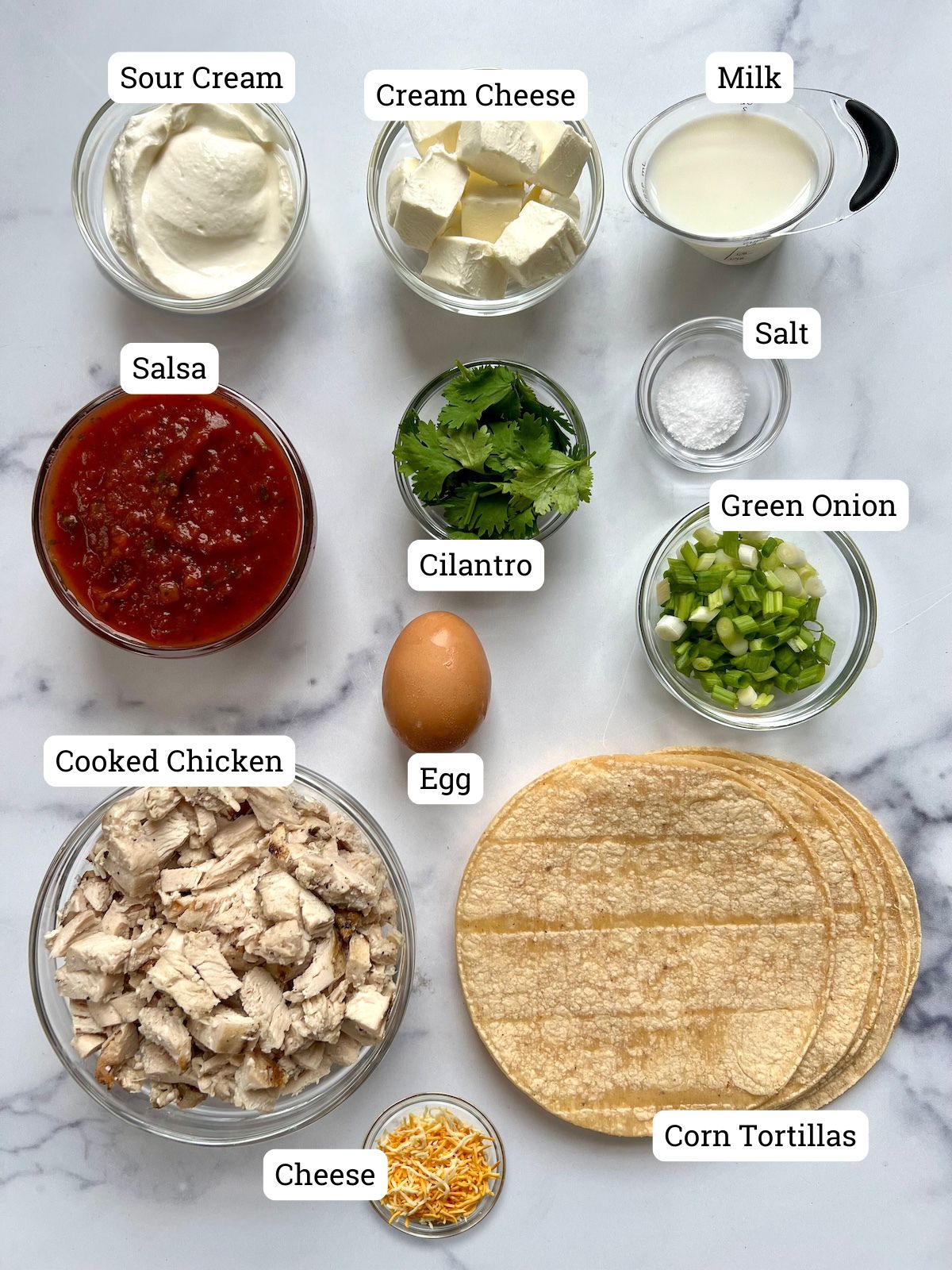Mexican lasagna ingredients.