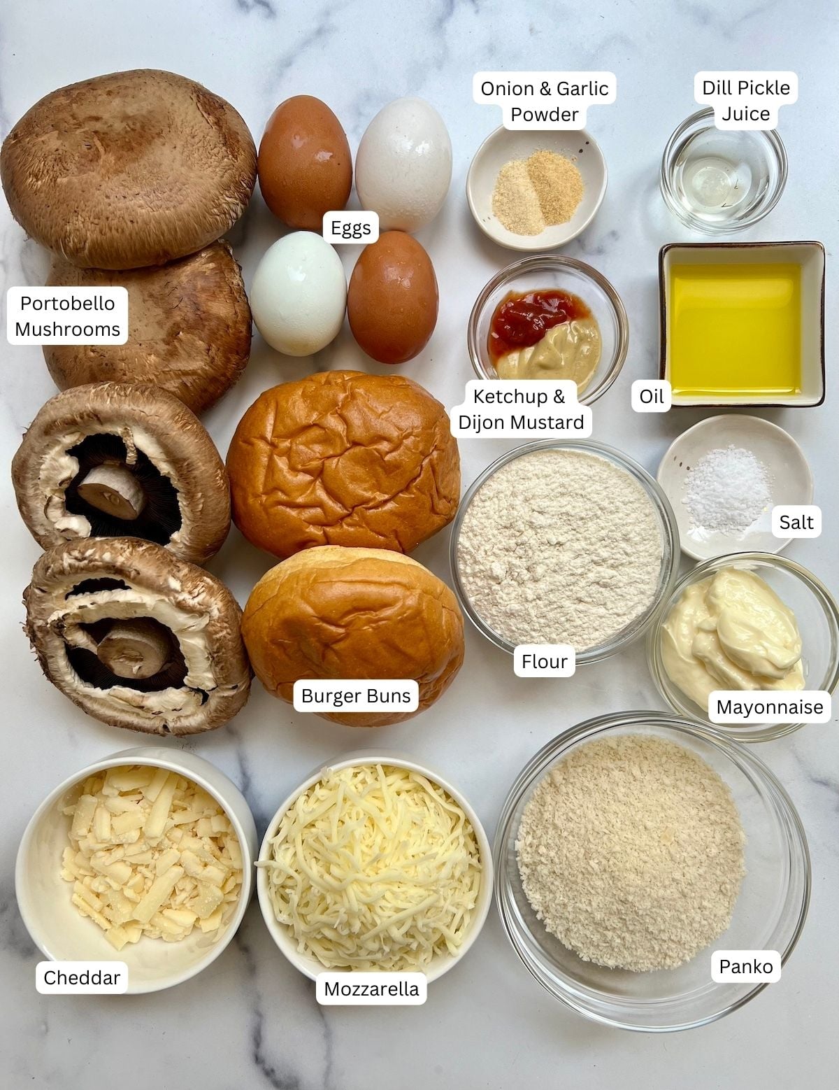 Ingredients for shroom burgers and copycat ShackSauce.