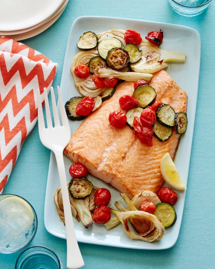 Salmon Sheet Pan Dinner from weelicious.com