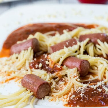 Freaky Franks in tomato sauce.