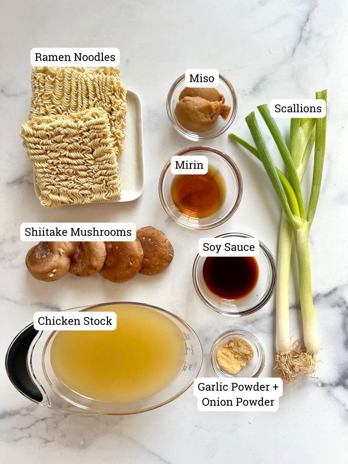 Easy Ramen Noodle Soup ingredients.