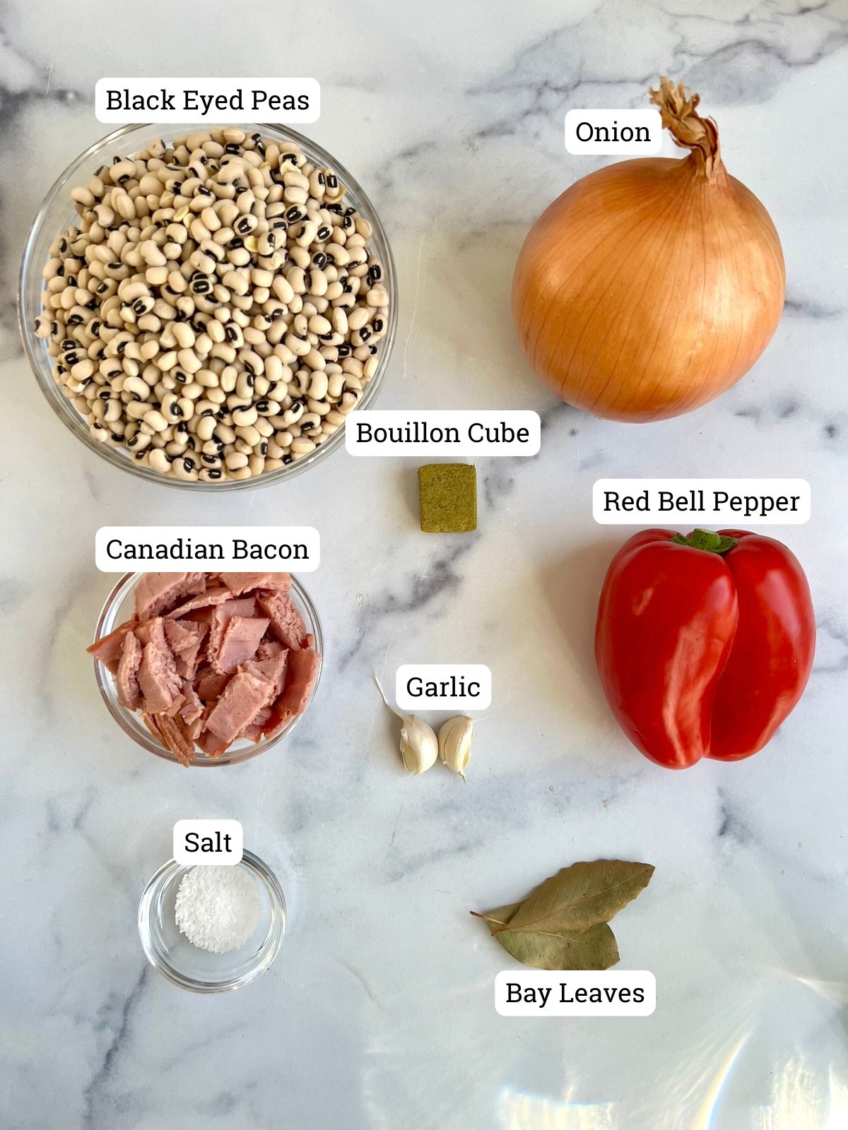 Ingredients needed for slow cooker black eyed peas.