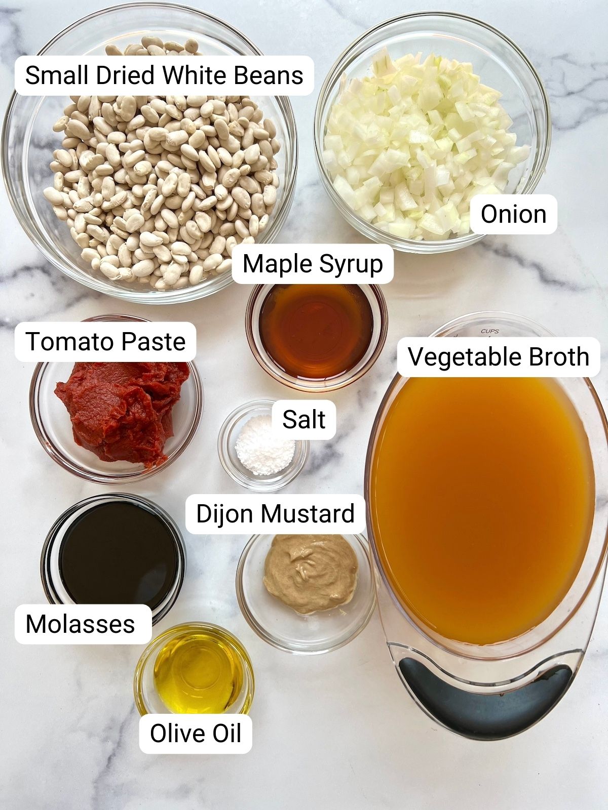 Crock pot baked beans ingredients.