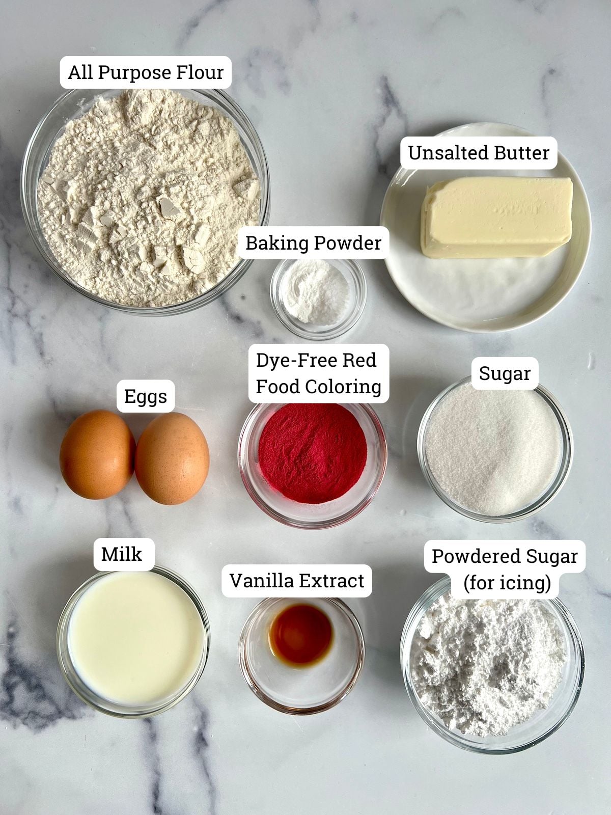 Pink cupcakes ingredients.