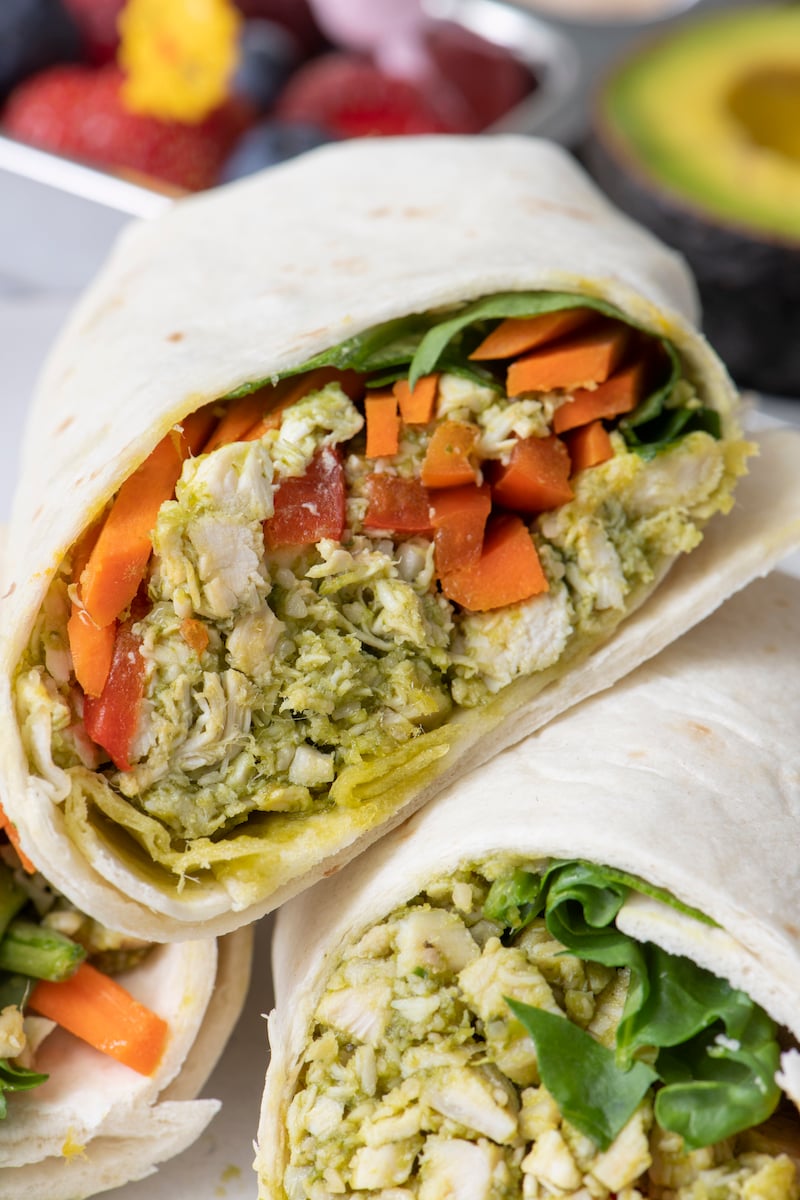 Close up of Chicken Pesto Wrap