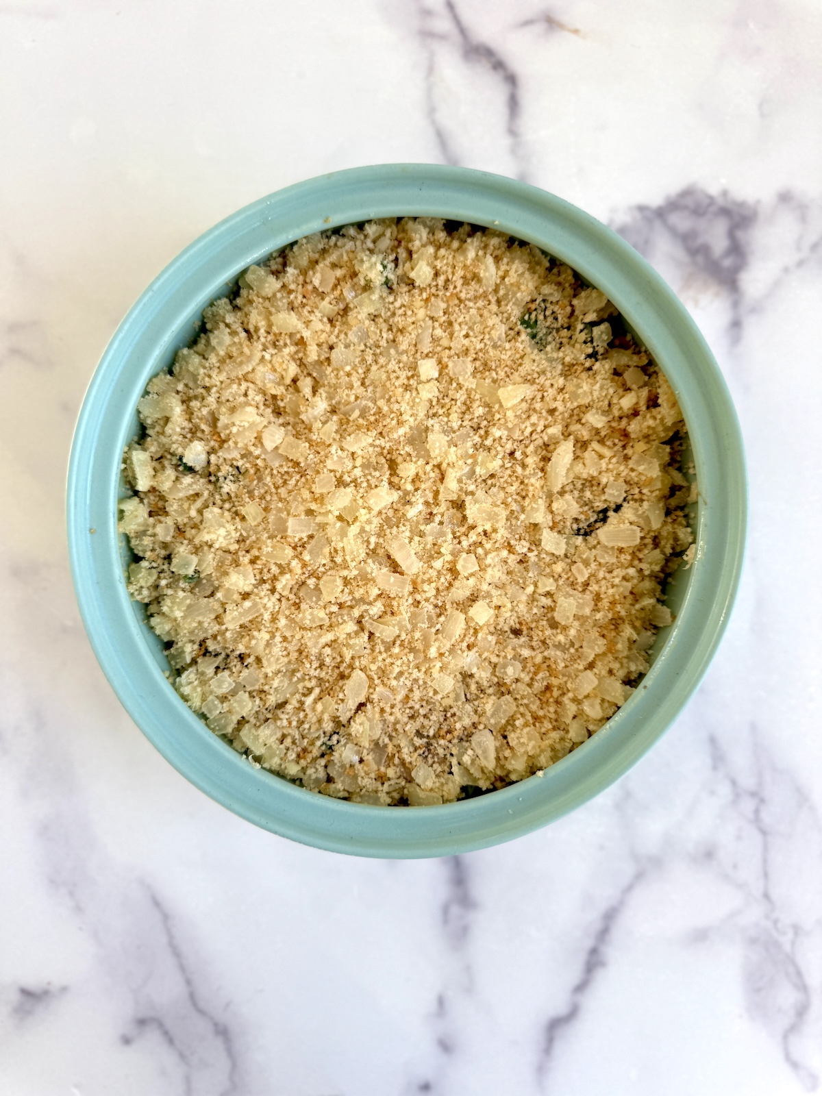 Green bean casserole in a baking dish.
